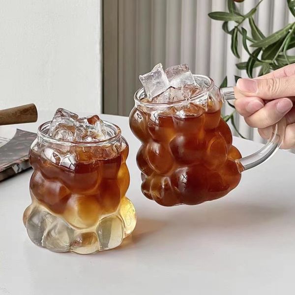 High Borosilicate Glass Cup Transparent Irregular Glass Coffee Mug For Enjoying Drinks