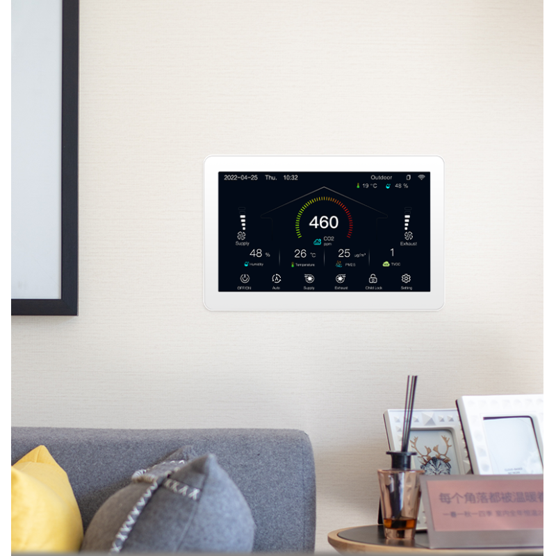 7 Inch LCD Touchscreen Display IAQ Ventilation Controller With Programmable Weekly Schedule