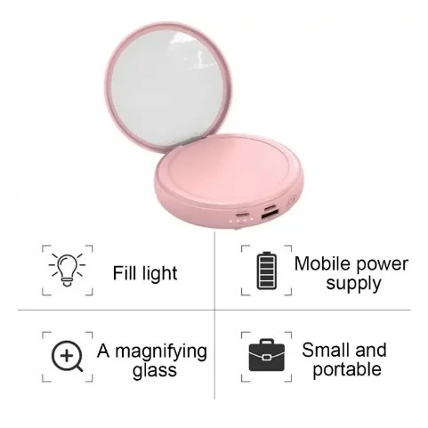 Mirror Wired Power Bank 10000mAh Mini Slim Portable Fast Charging Compact Mobile Charger