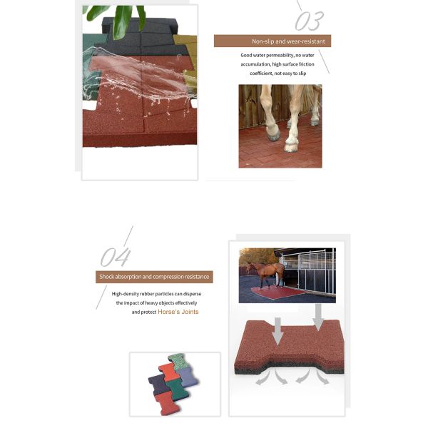 Horse Stable Easy Installation Interlocking Rubber Tile Rubber Dog Bone Paver Tile