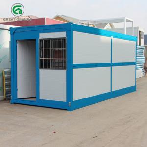 China Blue Frame Design Prefab Foldable Container House Temporary Shelter on sale