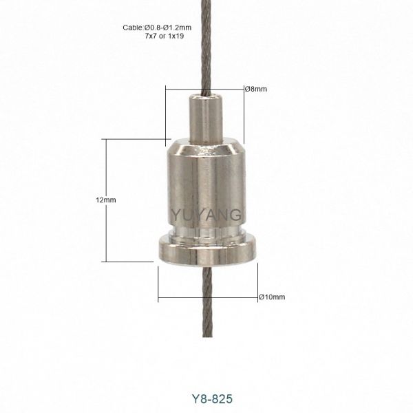 Flanged Base Lighting Suspension Cable Gripper Top Press Nickel Plating For 0.8mm Cable