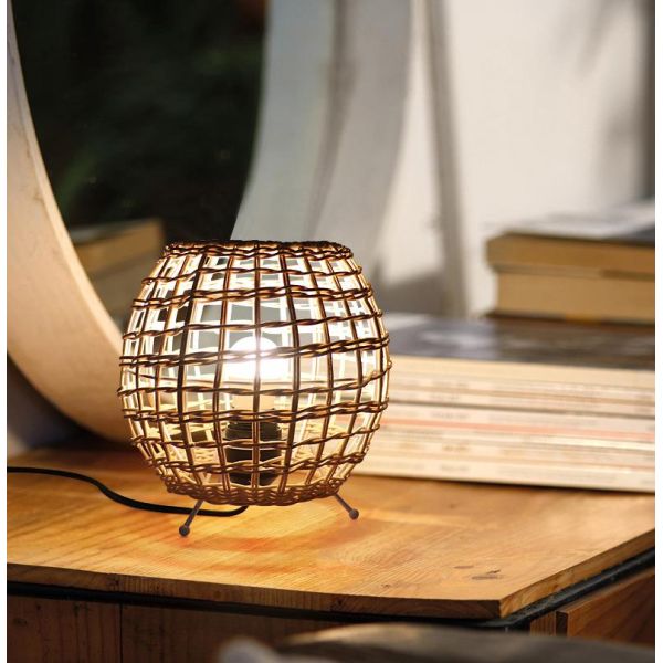 small Creative rattan ball table lamp Rattan art rattan woven bedroom decorative table lamp