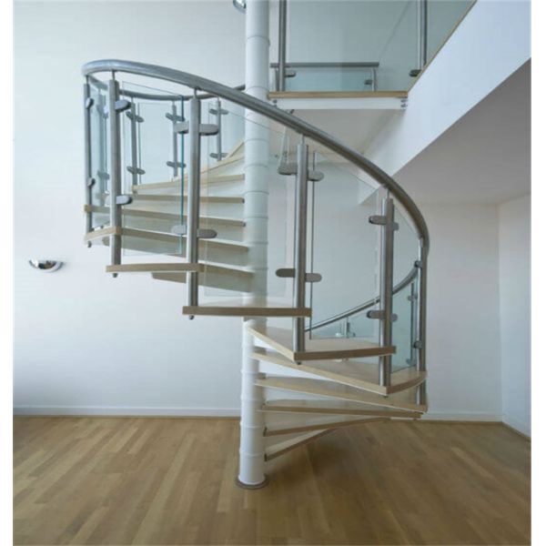 Steel Wood Residential Spiral Staircase , Custom Spiral Stairs For Small Spaces