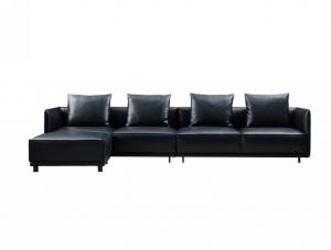 Buy cheap Black Half Leather Half Fabric Sofa Foam Cushion Type Modern product