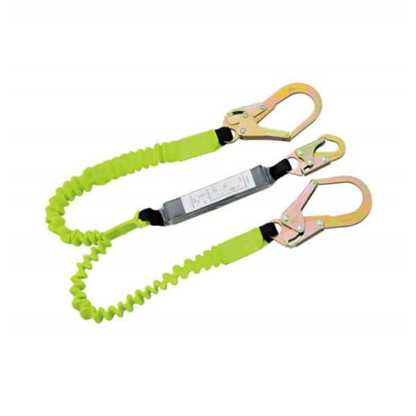 50mm Heavy Duty Webbing Shock Absorbing Fall Arrest Lanyard with Adjustable Length 1380mm-1800mm and Twin Legged Energy Absorber