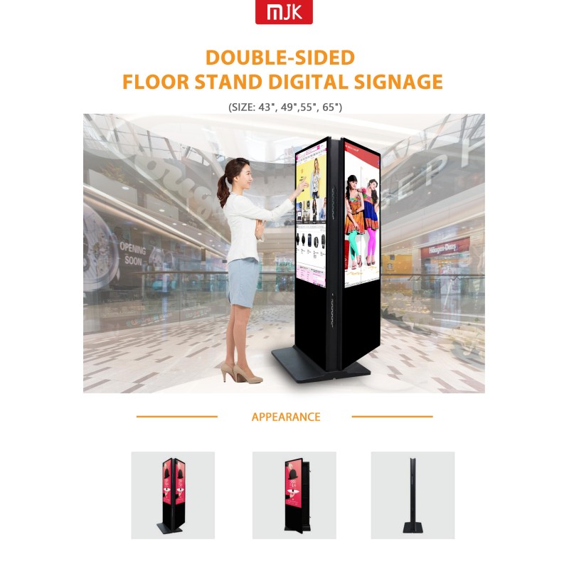 55 Inch Android WiFi Double-Sided Touch Screen LCD Anti-Glare Poster Kiosk Built-In CMS for Elevator Mall Station Advertising