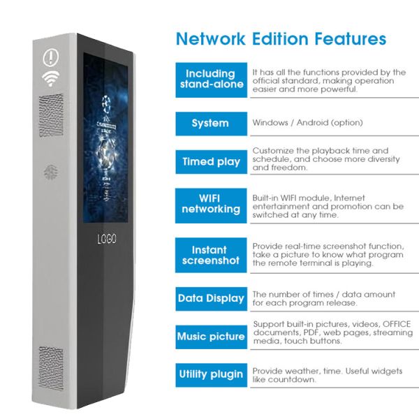 55 inch Standing Device Digital Signage Retail Screen High Brightness Waterproof Outdoor Double Side Lcd Advertising Displayer