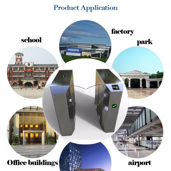 Security Flap Barrier Gate Turnstile Waist Height Pedestrian Control System With Biometrics