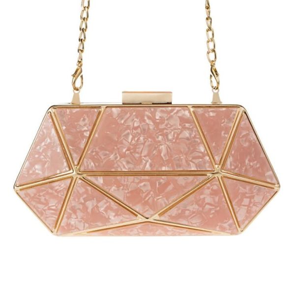 336g Pink Acrylic Hexagon Clutch Frame 200*100mm