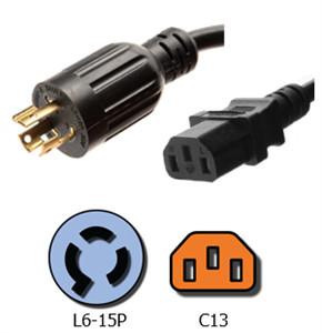 China American SJT Plug Power Cord , NEMA L6 - 15P to IEC 320 C13 3 Conductor Power Cord on sale