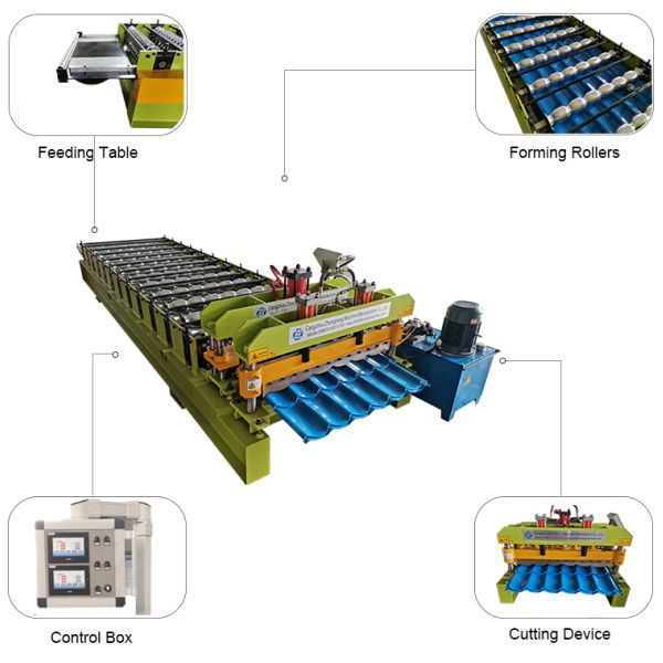 1100 Arc glazed tile roll forming machine roof tile making machine for 1250mm material