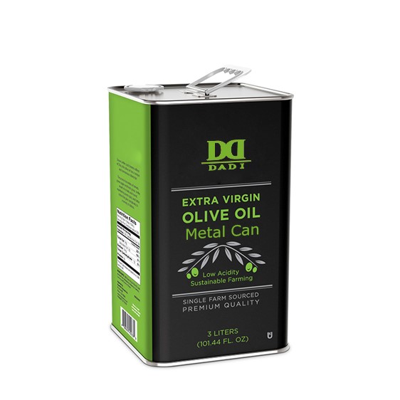 DADI 3L Rectangular Food Oil Can Empty Tin Metal Tin Can with Spout Lid Durable Tinplate
