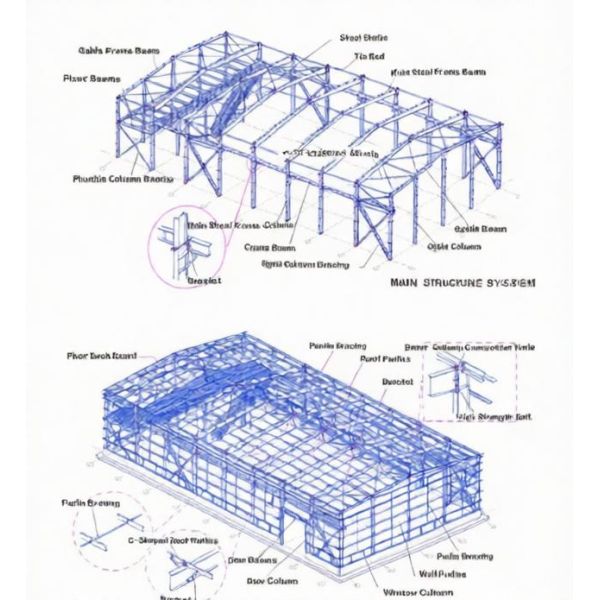 4000 Sq Meters Steel Structure Building Warehouse with EPS / Rock Wool/PU/Fiber Glass Sandwich Panel Insulated Cladding