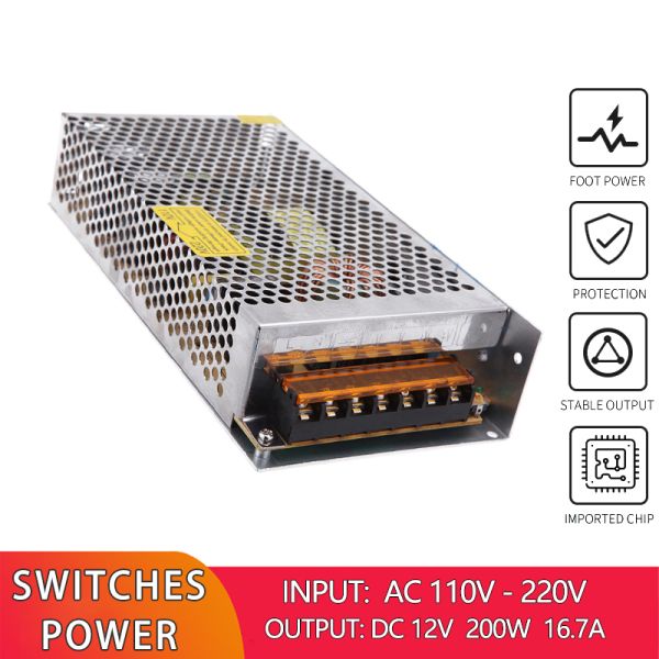 12V 16.7A 200W Chassis Mount AC DC Power Supply Regulated Switching