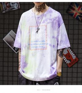 China Eco Friendly Men Streetwear T Shirts Organic Cotton Jersey Dip Dye Tone Crew Neck on sale