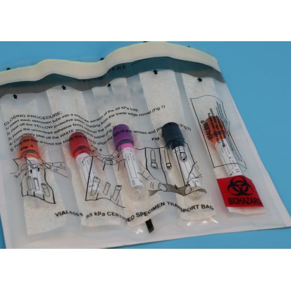 9.75" Biomedical Waste 95kPa Specimen Transport Bag Continuous Seal