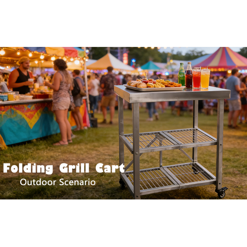 Foldable Stainless Steel Kitchen Cart With Wheels | Portable Kitchen Island, Microwave Stand & Storage Cart For Home, Restaurant & BBQ
