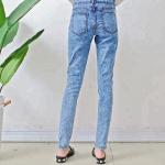China Custom Blue Women Denim Skinny Jeans Color Fade Proof Full Length Eco Friendly for sale