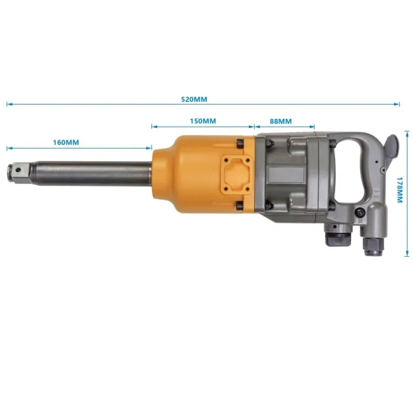 High Durability 1 Inch Air Impact Wrench For Cars Light Weight