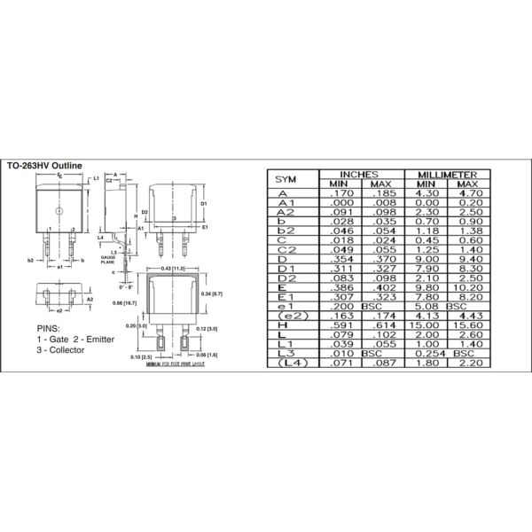 Mechanical Drawing - IXYS IXBx14N300HV Reverse Conducting BiMOSFET™ IGBTs TO-268HV IGBT Transistor Module 3000V 38A 200W Surface Mount IXBT14N300HV
