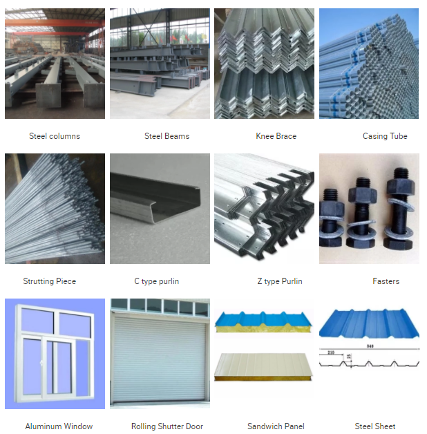 Open Bays Metal Sheds Steel Warehouse for Construction Material