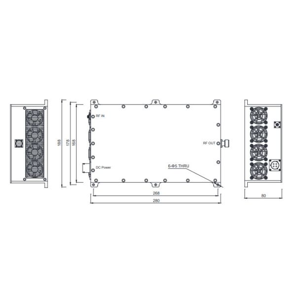 2 - 8 GHz EMC Test Wideband Power Amplifier 47 dBm Wideband Power Amplifier