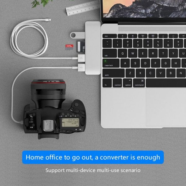 7-In-2 Hub Docking Station with Dual Type C Male Input and USB 3.1 Interface Type