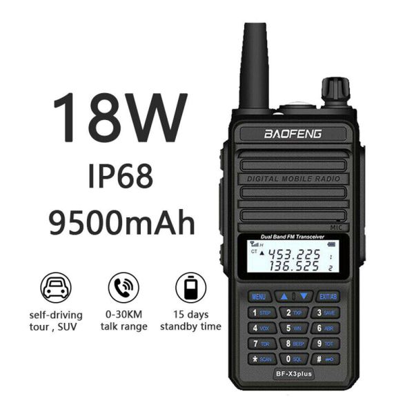 X3-Plus X3 18W Walkie Talkie 20 KM Tri-band Radio with 9500mah Battery UHF VHF Two Way Radio for Vessel Boat Sea Navigation
