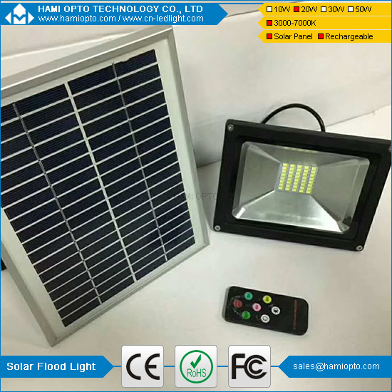 Energy saving IP65 waterproof outdoor 20 watt remote control solar led floodlight