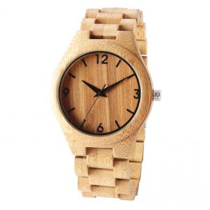 China Top Gift Natural Bamboo Wooden Watch Men Wood Band Wooden Clock Male hour on sale