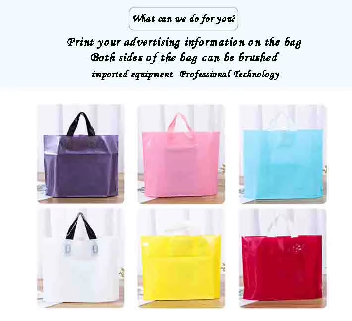 Custom Printed Logo Recyclable Retail Reusable Black Plastic Poly Tote Carrier Shopping Bags