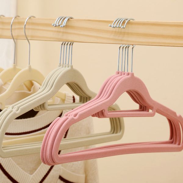 17.52" Ultra Slim Grey Kids Flocked Hanger Hooks Space Saving
