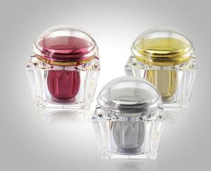 Buy cheap 200g Trapezium Transparent Acrylic Cream Jars Acrylic Bottles Package With Flat &amp; Dome Cap product