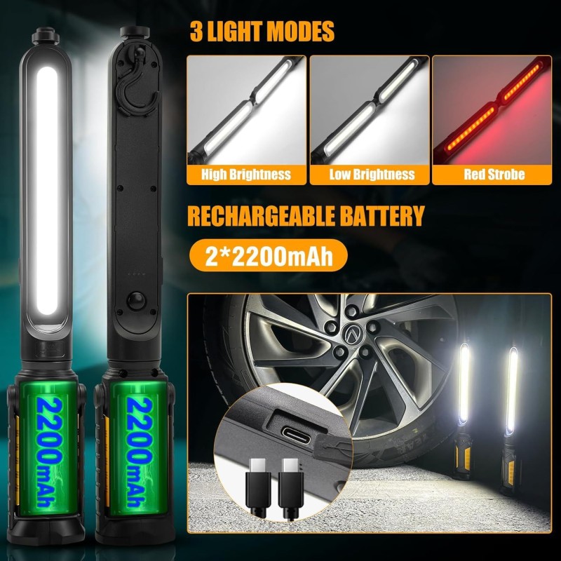 Cross-border New Multi-function Work Lamp COB Charging Repair Lamp Portable Rotating Folding Magnetic High-bright Work Lamp