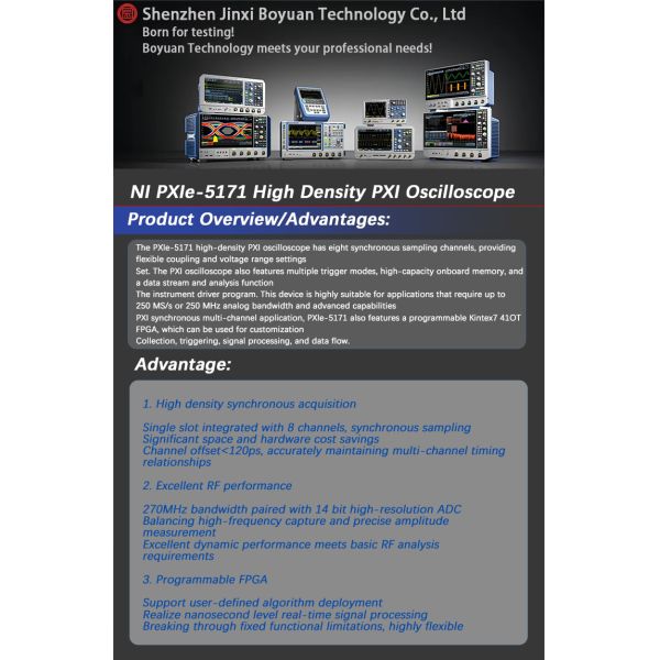 National Instruments PXIe-5171 High-Density Oscilloscope with American Origin OEM Customization and 3-Month Warranty