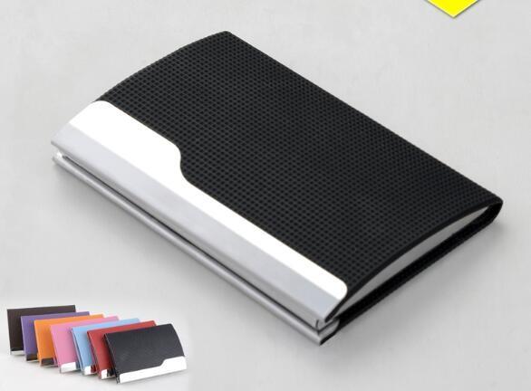 Quality PU Leather Cover On Metal Frame Business Card Holder With Classic Design for sale
