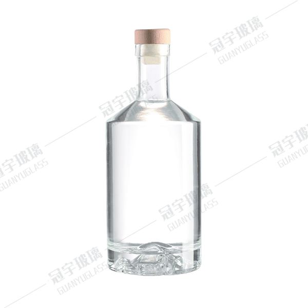 750ml Cylindrical Vodka Glass Wine Bottle Glass Bottle with Acid Etch Surface Handling