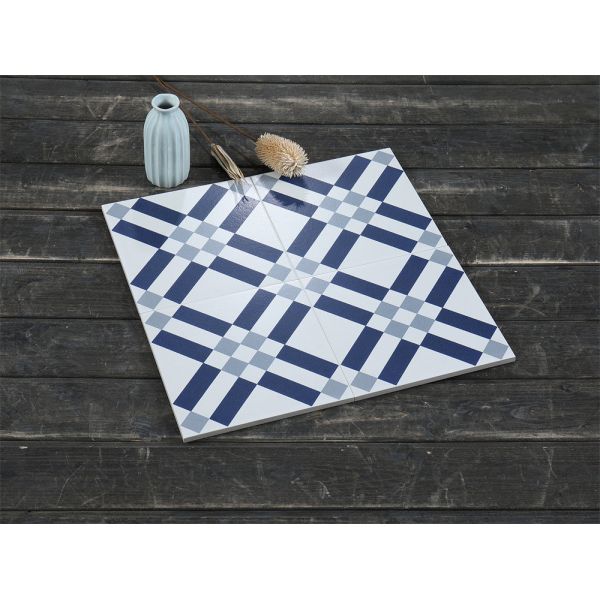 20x20cm Blue and White Ceramic Rustic Tile for Indoor Floor