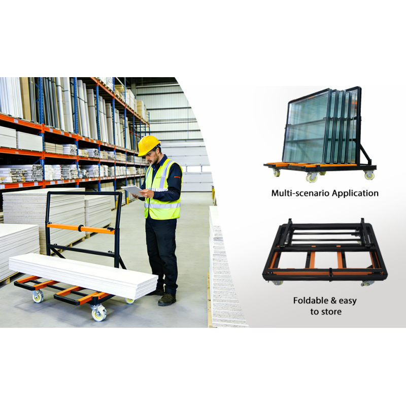 3000 Lbs Heavy-Duty Drywall Cart With Adjustable Panel Rack | Rolling Glass, Plywood & Sheetrock Dolly For Warehouse, Garage & Construction