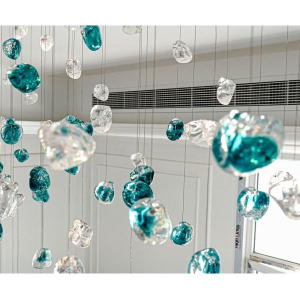Hotel Lobby Villa Banquet Hall Decoration Project Luxury Rainfall Glass Gem Stone Chandelier Accessories