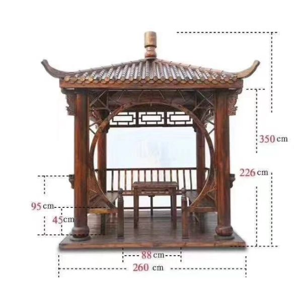 Hexagonal Chinese Wood Gazebo Outdoor Garden Pagoda Pavilion 2.6m