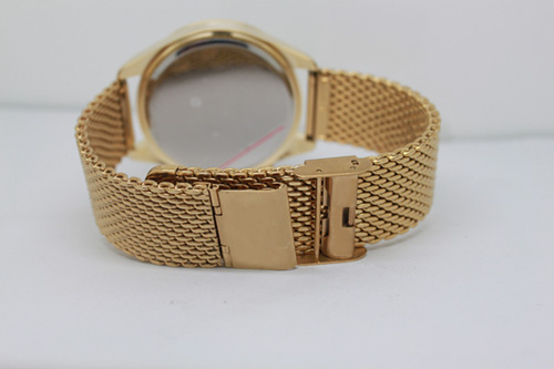Stainless Steel Mesh Band Alloy Wrist Watch Green Dial Elegant