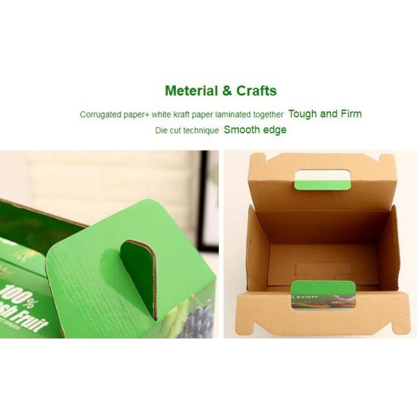 corrugated fruit packing box, kraft paper, gloss lamination, offset printing, foldable box,flower cone,flowral packaging