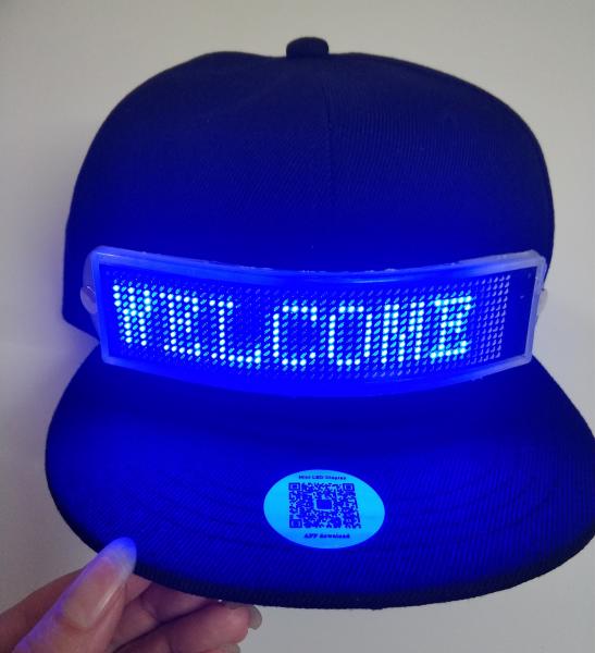 Quality send message by phone bluetooth LED message cap rechargeable Fashion LED rolling message hat support gif dispaly led cap for sale