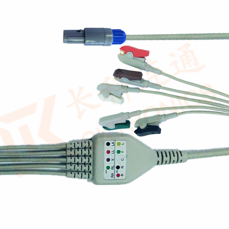 Creative ECG Patient Cable 6 Pin Grabber AHA 5 Leads For PC9000 PC9000S