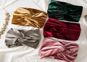 China Women golden gray pink velvet wide hair bands bag warm cloth hair accessories cross - border elastic hoop on sale