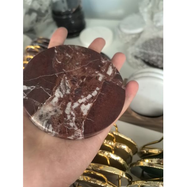 Rosso Levanto Marble Coaster Set Handcrafted Custom Marble Coasters For Home