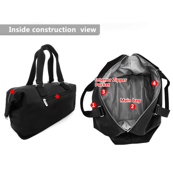 Black Color Outdoor Duffel Bag With Polyester Lining Waterproof