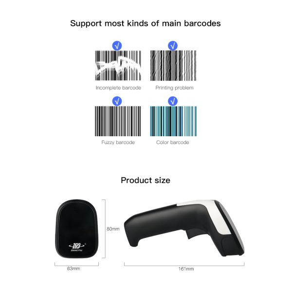 Wireless 1D CCD Handheld Barcode Scanner with High Speed 300 Scans/Sec 32-bit CPU